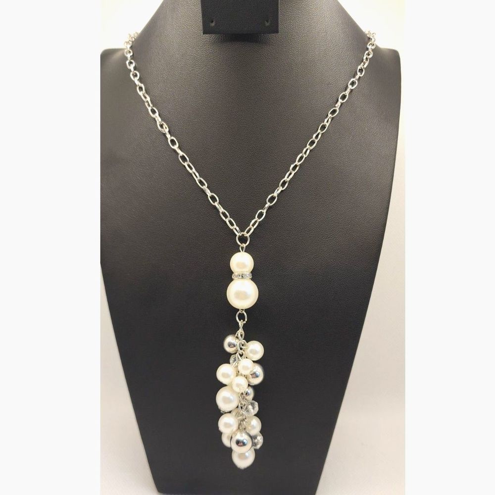Unbranded Faux Pearl Statement Necklace White Long